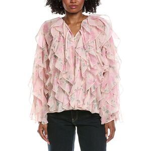 Colette Rose Womens  Ruffle Blouse, Pink
